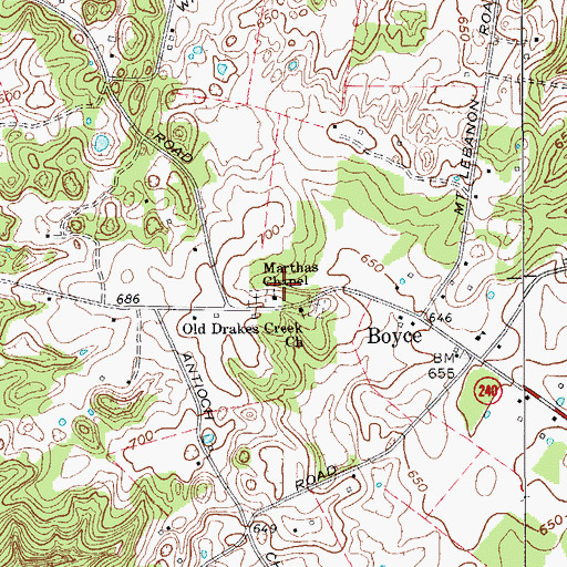 Topographic Map of Marthas Chapel, KY