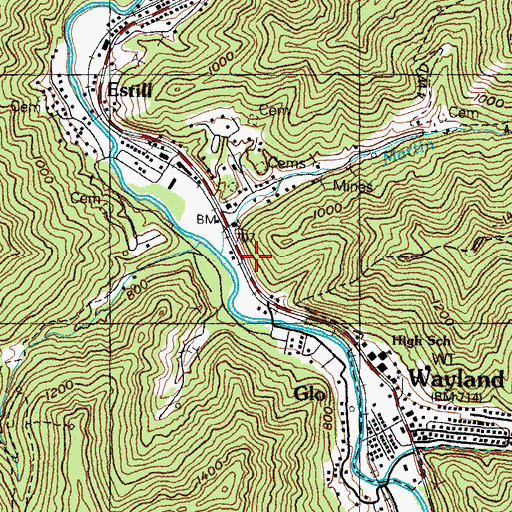 Topographic Map of Martin Branch, KY