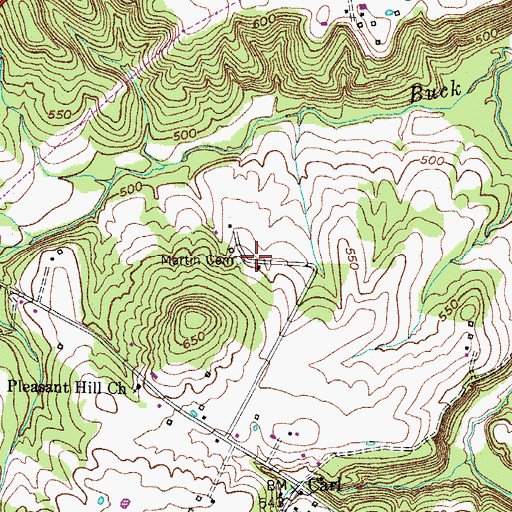 Topographic Map of Martin Cemetery, KY