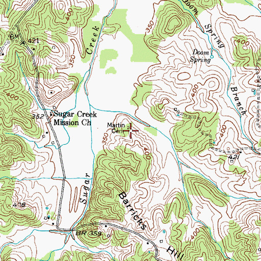 Topographic Map of Martin Cemetery, KY