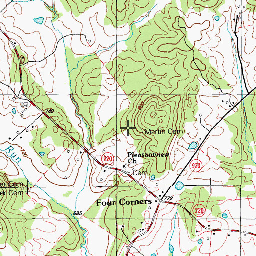 Topographic Map of Martin Cemetery, KY