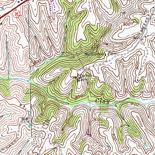 Topographic Map of Martin Cemetery, KY