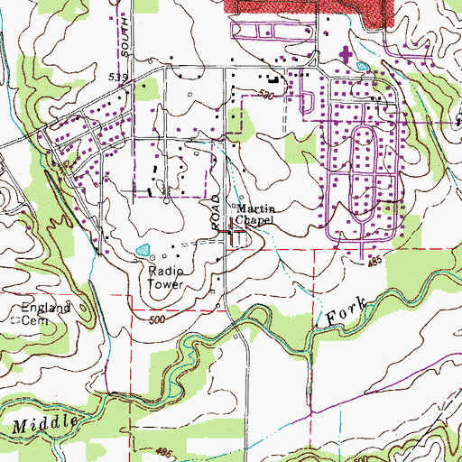 Topographic Map of Martin Chapel, KY