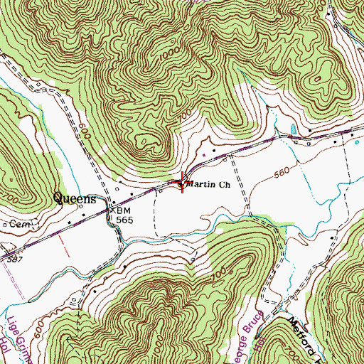 Topographic Map of Martin Church, KY