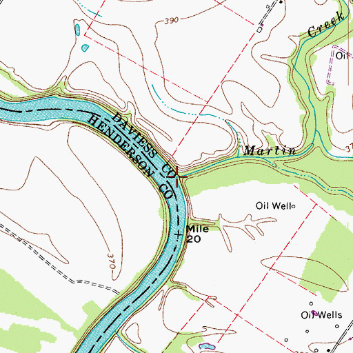 Topographic Map of Martin Creek, KY
