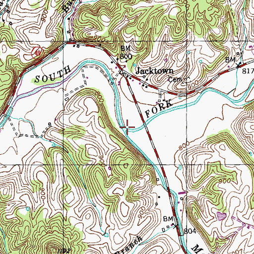 Topographic Map of Martin Creek, KY
