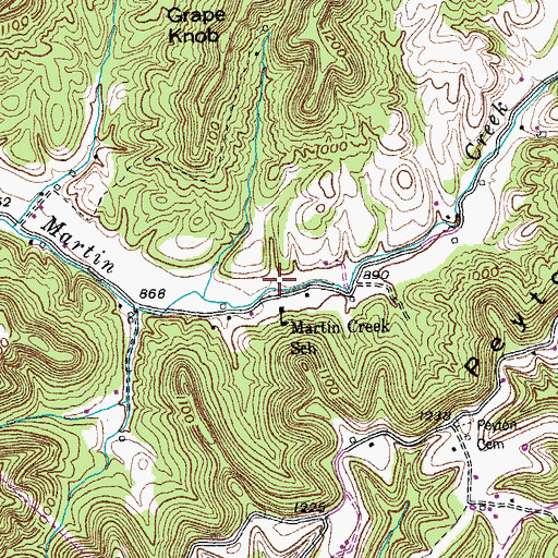 Topographic Map of Martin Creek School, KY