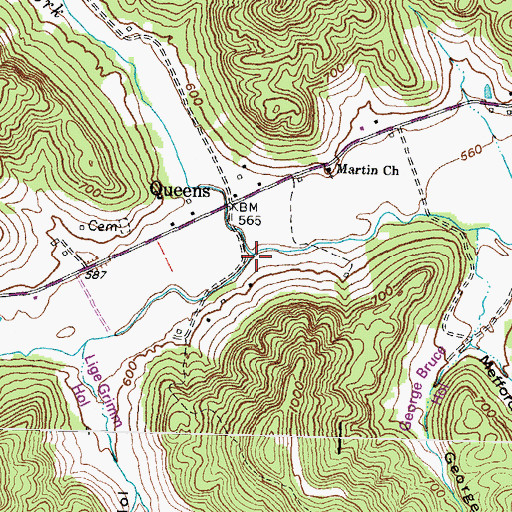 Topographic Map of Martin Fork, KY
