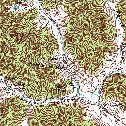 Topographic Map of Martin Hollow, KY