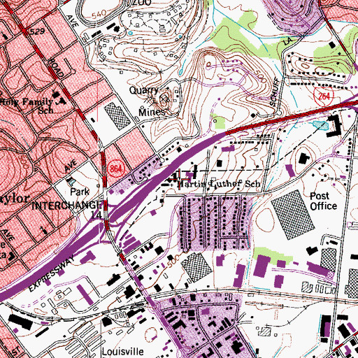Topographic Map of Martin Luther School, KY