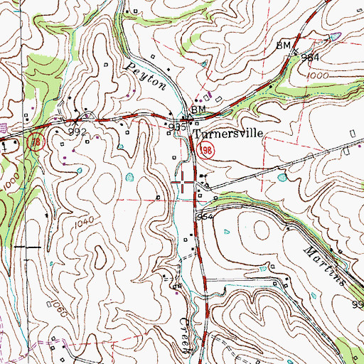Topographic Map of Martins Branch, KY
