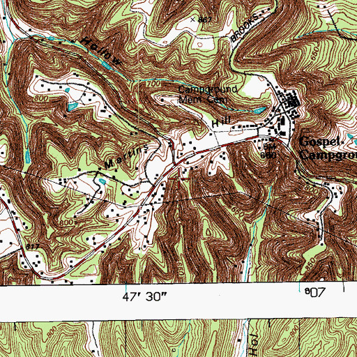 Topographic Map of Martins Hill, KY