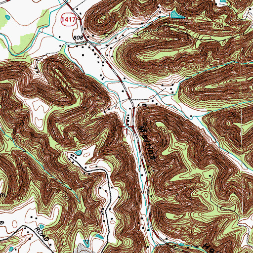 Topographic Map of Martins Hollow, KY