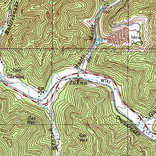 Topographic Map of Marts Branch, KY
