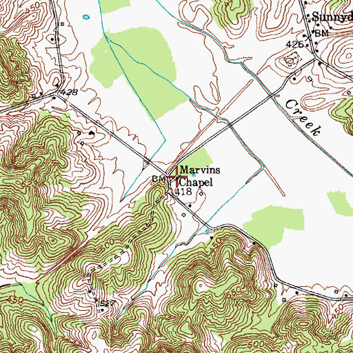 Topographic Map of Marvins Chapel, KY