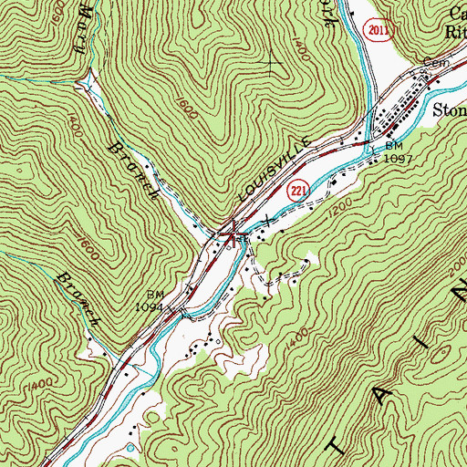 Topographic Map of Mary Branch, KY