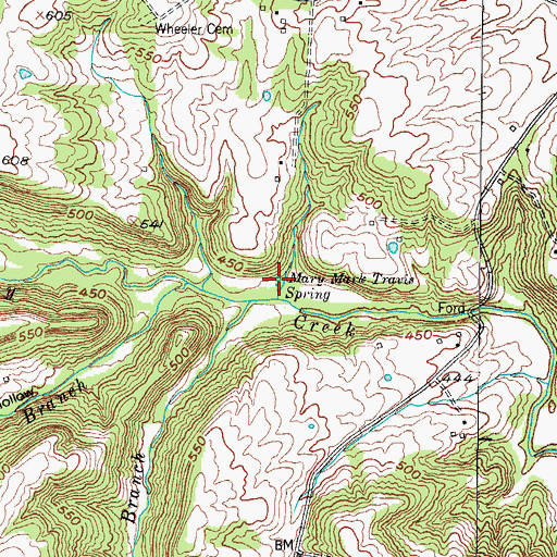 Topographic Map of Mary Mark Travis Spring, KY