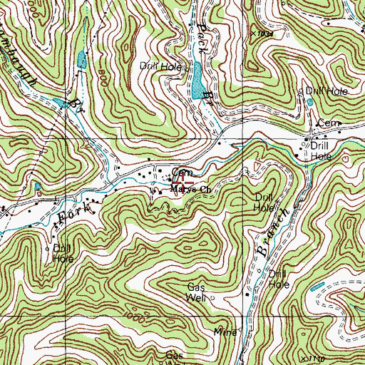 Topographic Map of Marys United Baptist Church, KY
