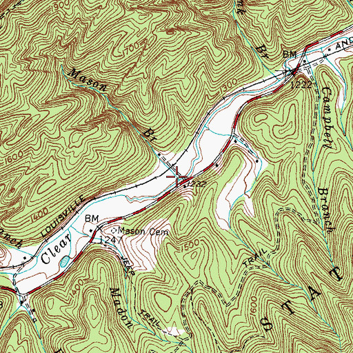 Topographic Map of Mason Branch, KY
