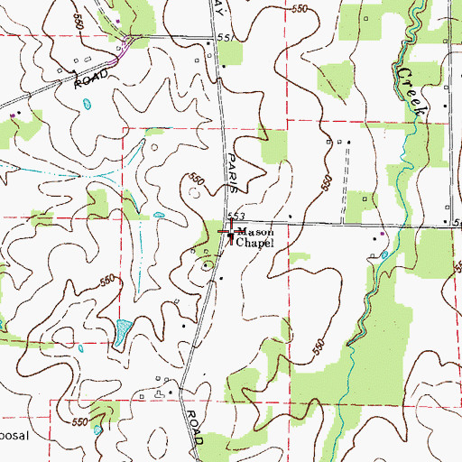 Topographic Map of Mason Chapel, KY