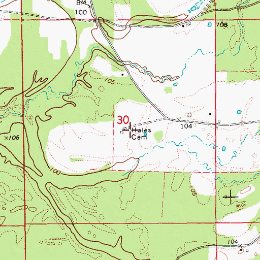 Topographic Map of Hales Cemetery, AR
