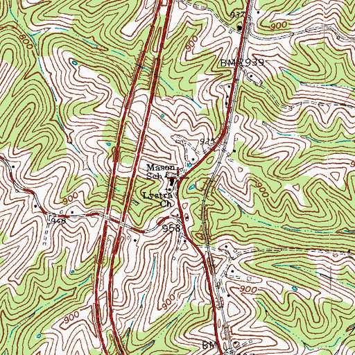 Topographic Map of Mason School, KY