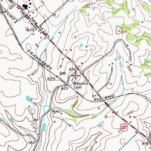 Topographic Map of Masonic Cemetery, KY