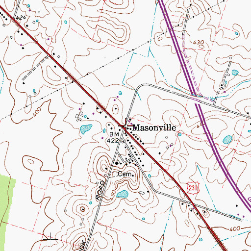 Topographic Map of Masonville, KY