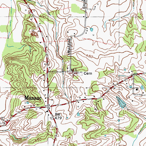 Topographic Map of Massac Cemetery, KY