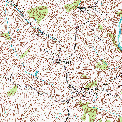 Topographic Map of Masters Cemetery, KY