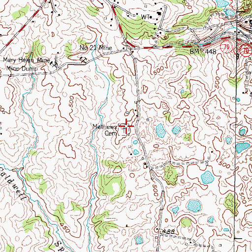Topographic Map of Mathews Cemetery, KY