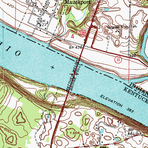 Topographic Map of Matthew Welsh Bridge, KY