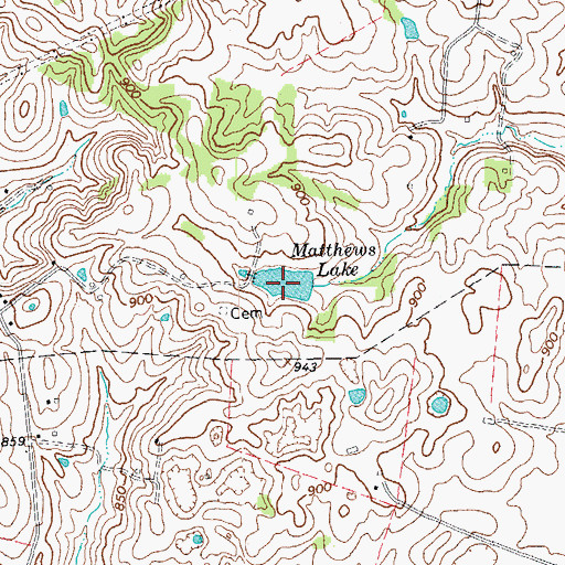 Topographic Map of Matthews Lake, KY