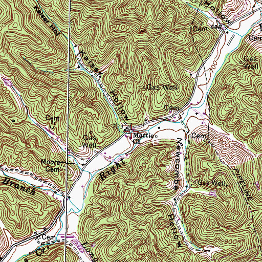 Topographic Map of Mattie Church, KY