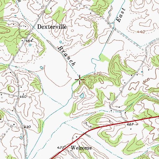 Topographic Map of Mauldon Branch, KY