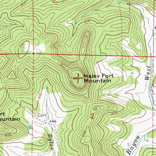 Topographic Map of Haley Fort Mountain, AR