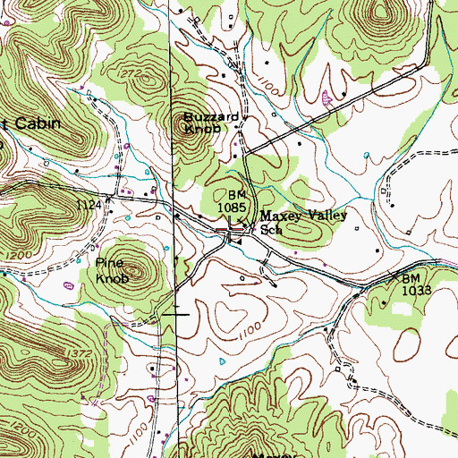 Topographic Map of Maxey Valley School, KY