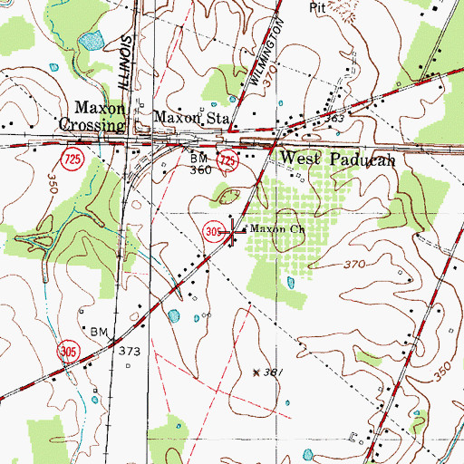 Topographic Map of Maxon Church, KY