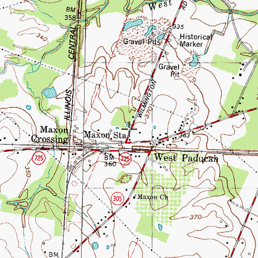 Topographic Map of Maxon Station, KY