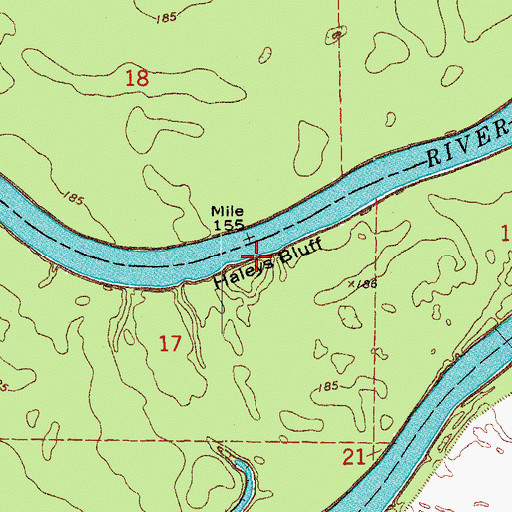 Topographic Map of Haleys Bluff, AR