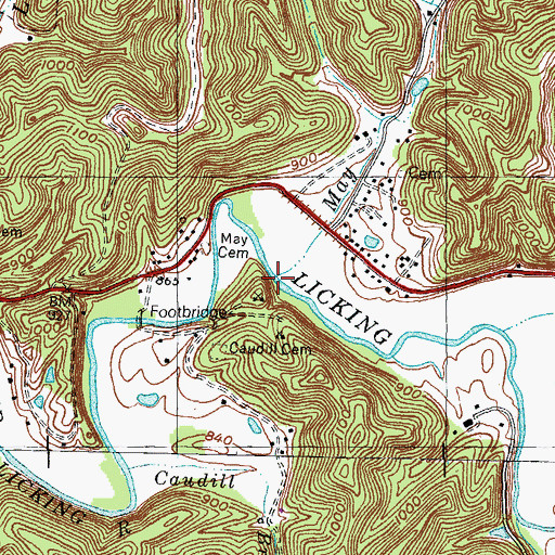 Topographic Map of May Branch, KY