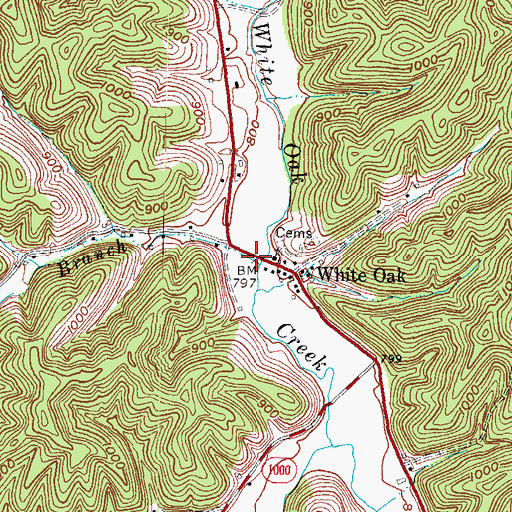Topographic Map of May Branch, KY