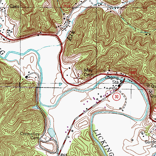 Topographic Map of May Cemetery, KY