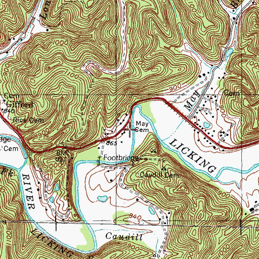Topographic Map of May Cemetery, KY