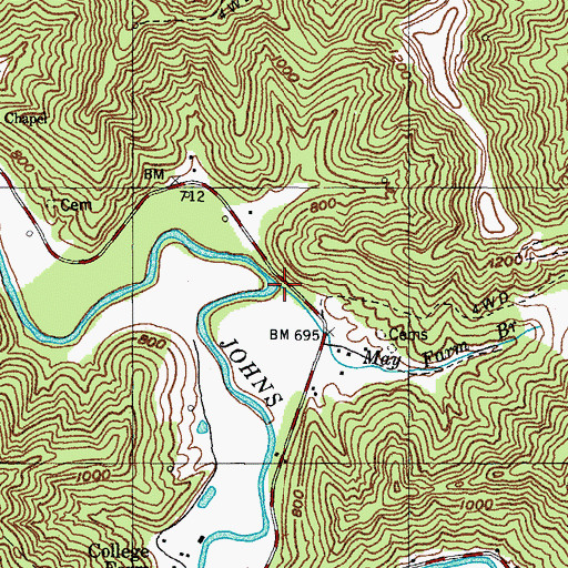 Topographic Map of May Farm Branch, KY