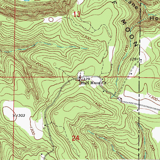Topographic Map of Half Moon Church, AR