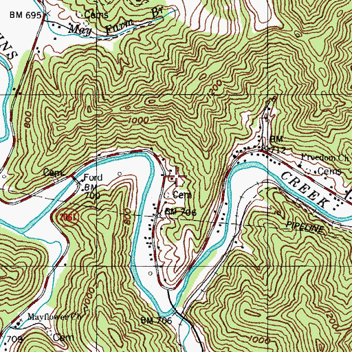 Topographic Map of Mayflower School, KY