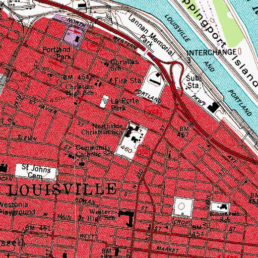 Topographic Map of Mayhurst School, KY