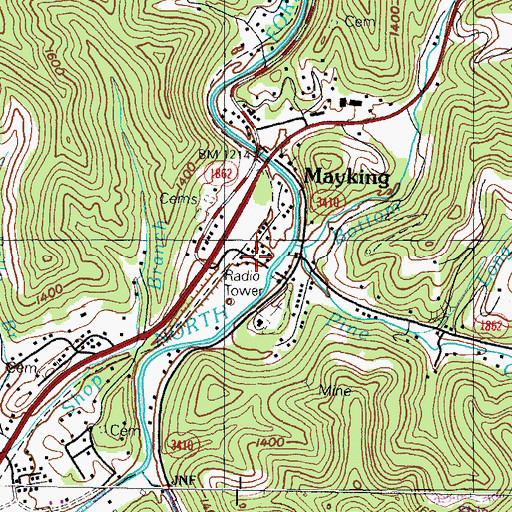 Topographic Map of Mayking, KY
