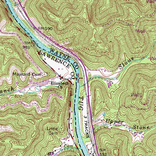 Topographic Map of Maynard Branch, KY
